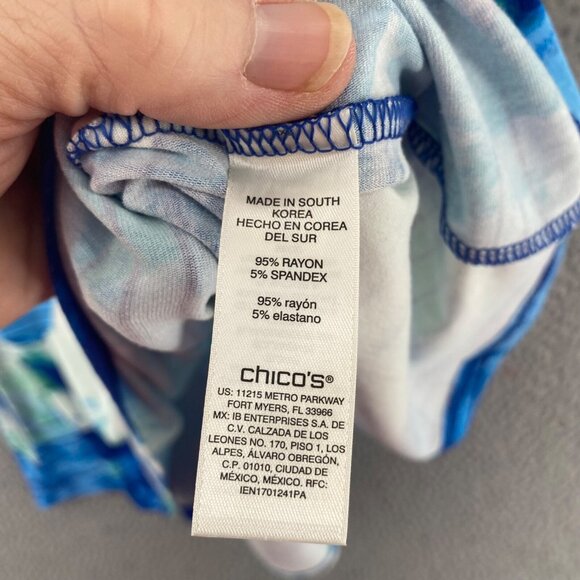 Chicos Dress Womens 3 US Extra Large Blue T Shirt Short Sleeve Stretch Pullover - Picture 5 of 11